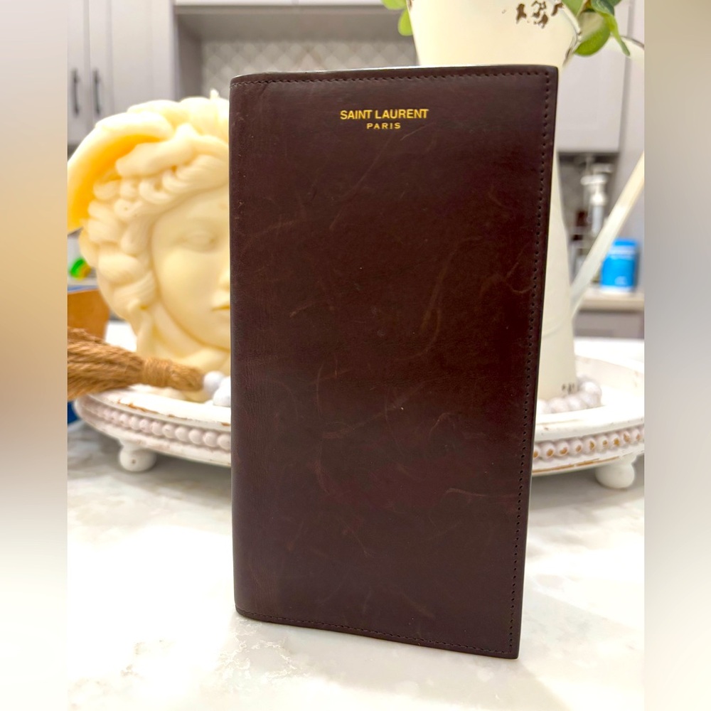 Saint Laurent Brown Leather Long Wallet *Pre Loved* Unisex
